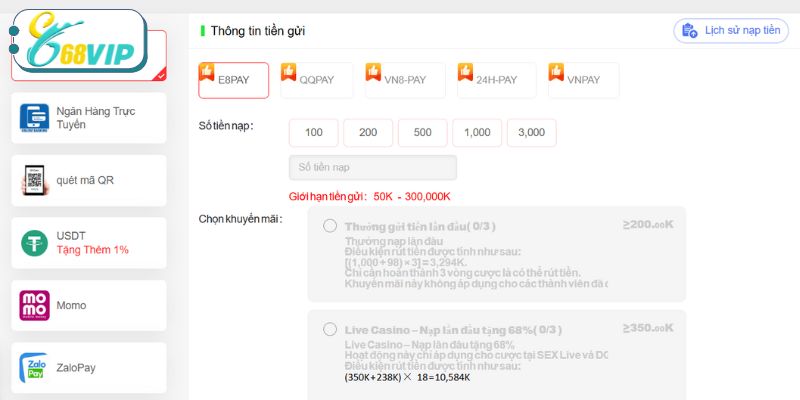 Thông tin giới thiệu liên quan đến hệ thống nạp tiền nhà cái